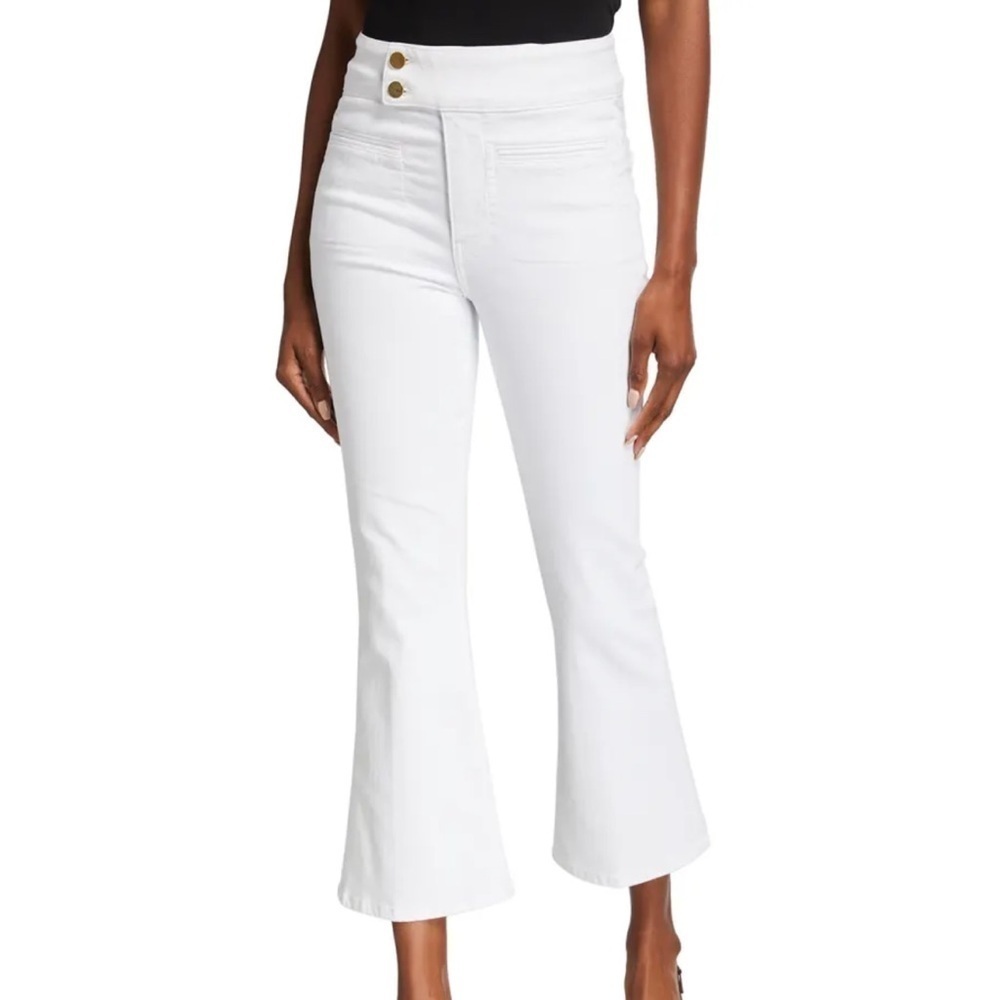 Frame Denim White Le Hardy Crop Flare Jeans 25